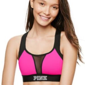 L | NWOT Pink/Black Pocket Sports Bra